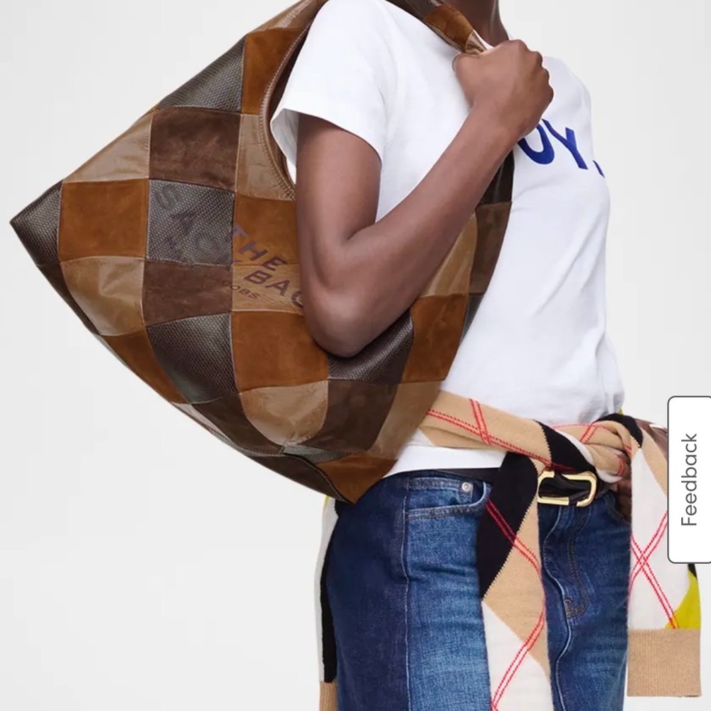 Marc Jacobs Checkered Brown Leather Tote Bag